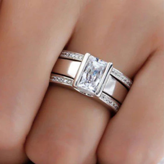 Antieke ring van ingelegd glas | Witgoud