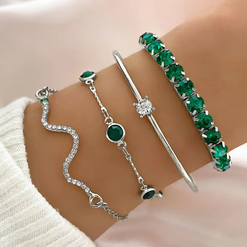 Armbandenset met groene edelstenen