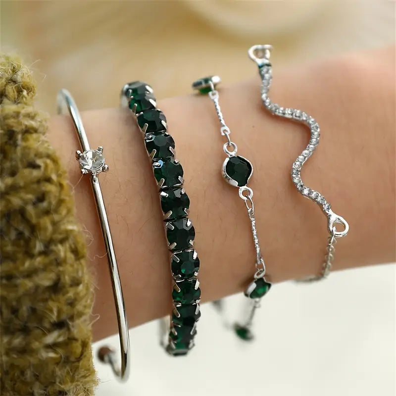 Armbandenset met groene edelstenen