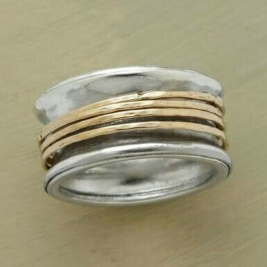 Gouden draadring in vintage zilver