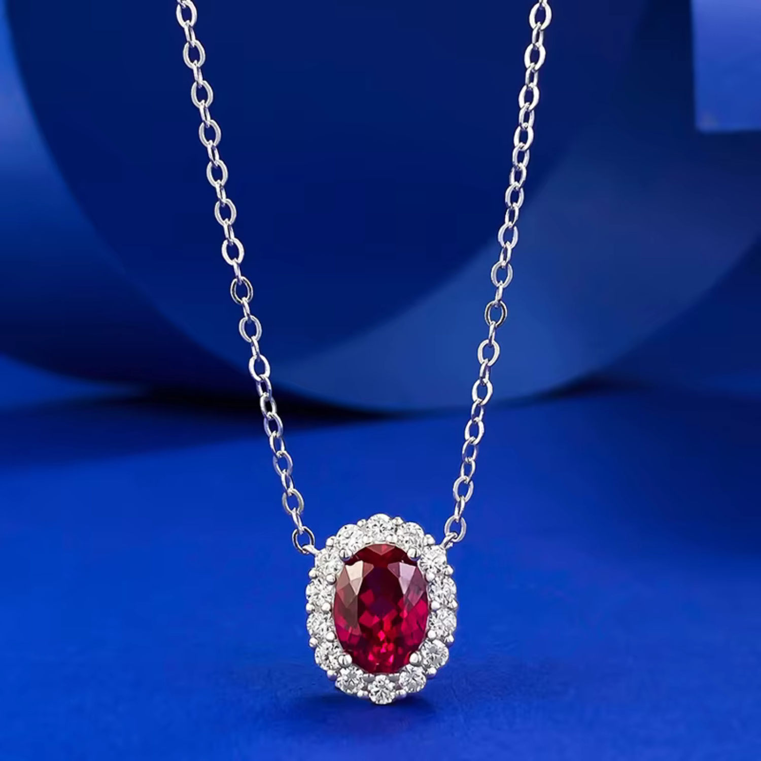 Moissanite robijn ketting