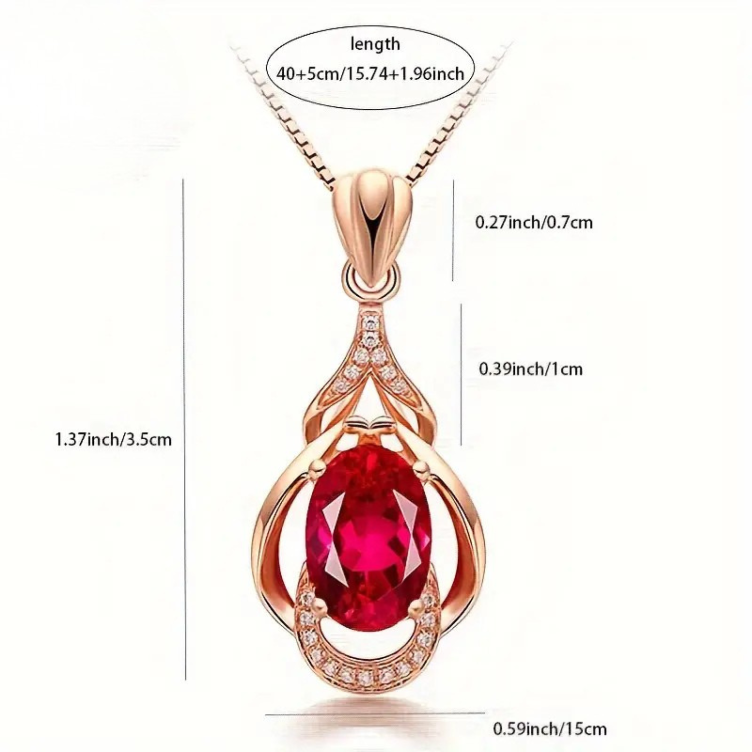 Prachtige rode kristallen gouden ketting