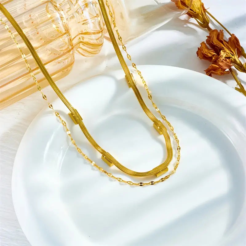 Sorella Gem dubbellaagse retro gouden ketting