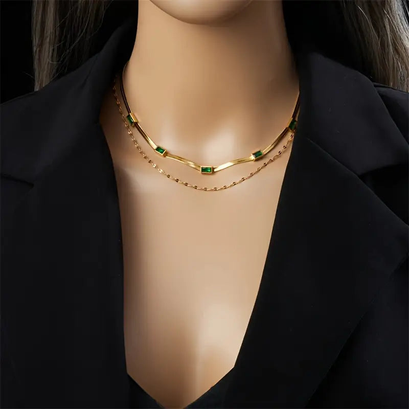 Sorella Gem dubbellaagse retro gouden ketting