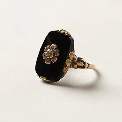 Vintage ring met zwarte steen | Goud