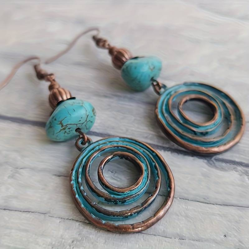 Vintage turquoise spiraaloorbellen