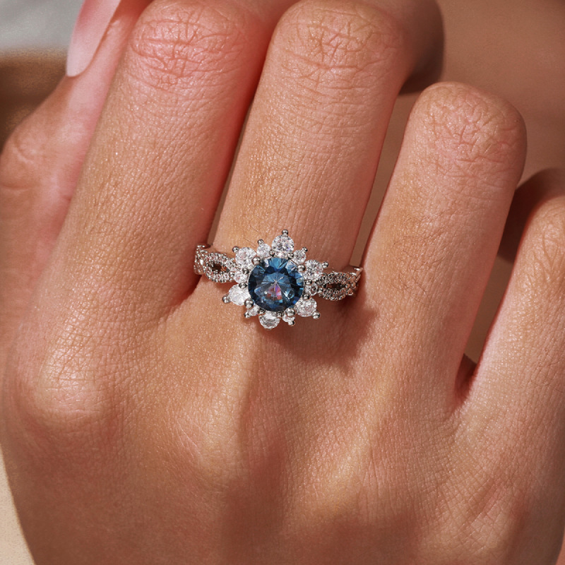 Kristallen turkooizen bloemring | Witgoud