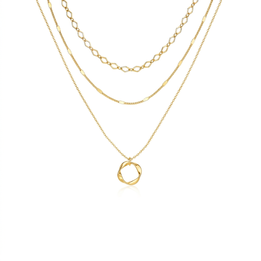 Open cirkel ketting met drie rijen