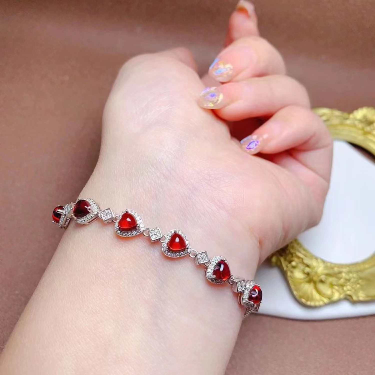 Armband met vriendschapsbedeltje van natuurlijke granaat