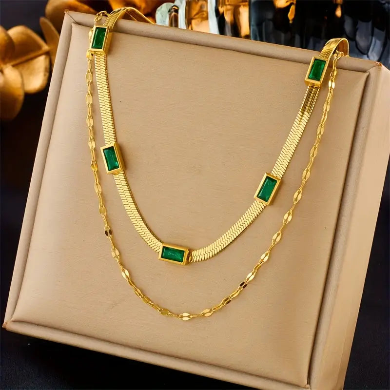 Sorella Gem dubbellaagse retro gouden ketting