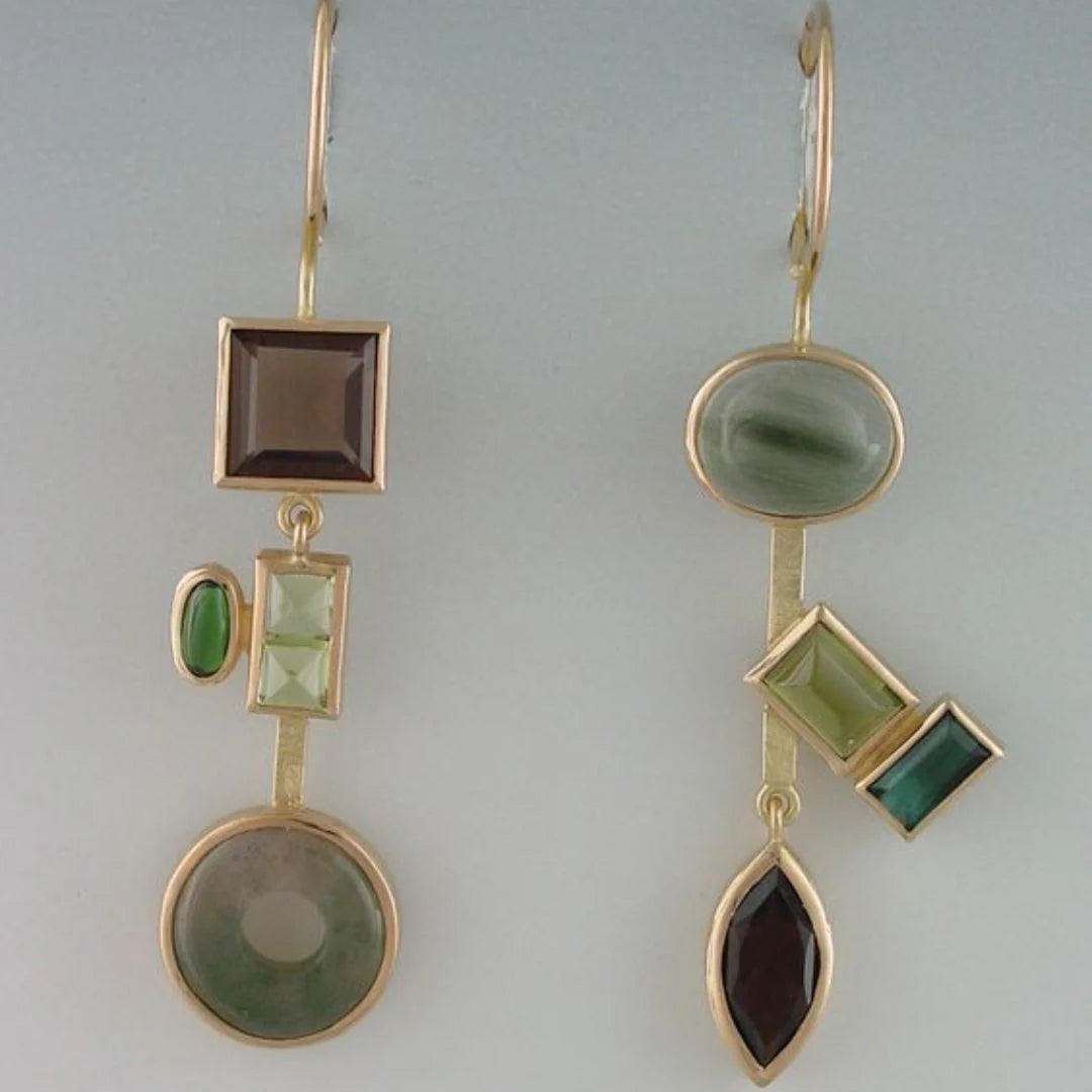 Vintage kristallen oorbellen met bosmotief | Goud