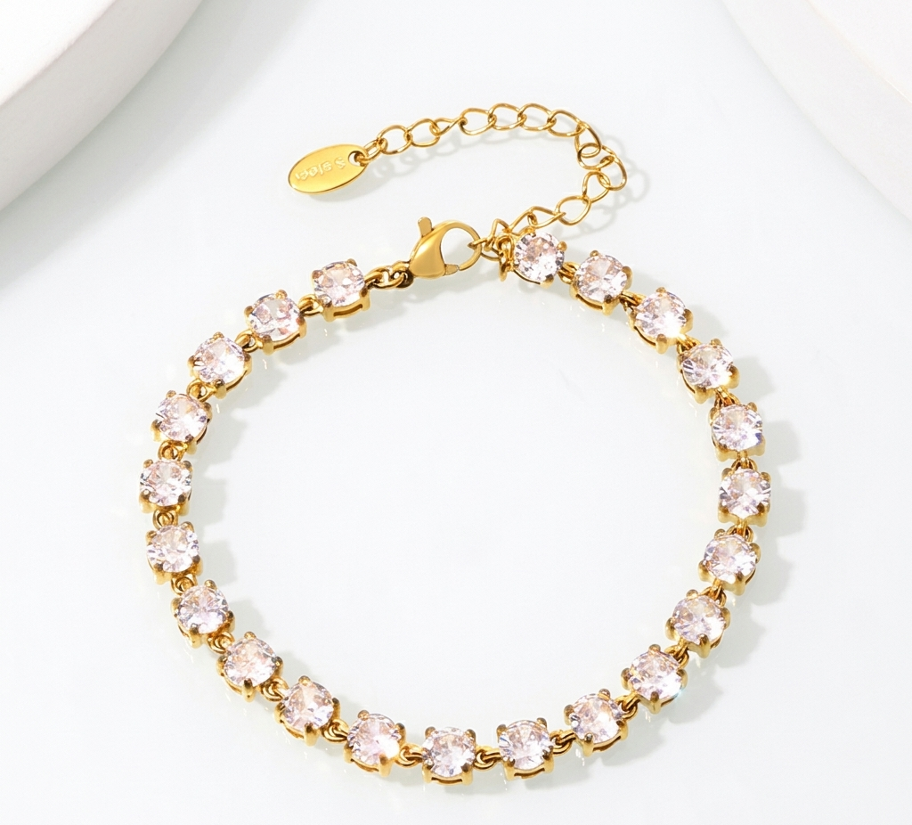 Verguld tennisarmbandje met moissanite