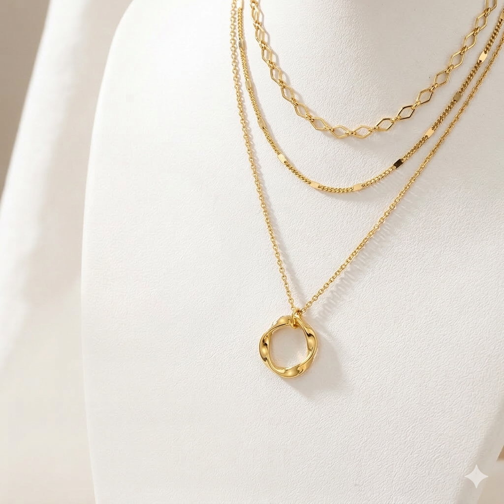 Open cirkel ketting met drie rijen